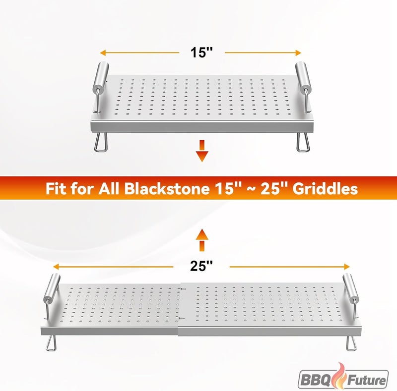 BBQ Future Adjustable Griddle Warming Rack for Blackstone 17 22 28 36 Inch Griddle, Stainless Steel Grill Warming Rack for Weber Charbroil Camp Chef and Most Tabletop Flattop Griddle Accessories - Image 4